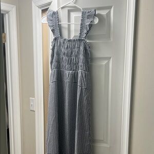 Old Navy Gingham Midi Dress with Ruffle Straps